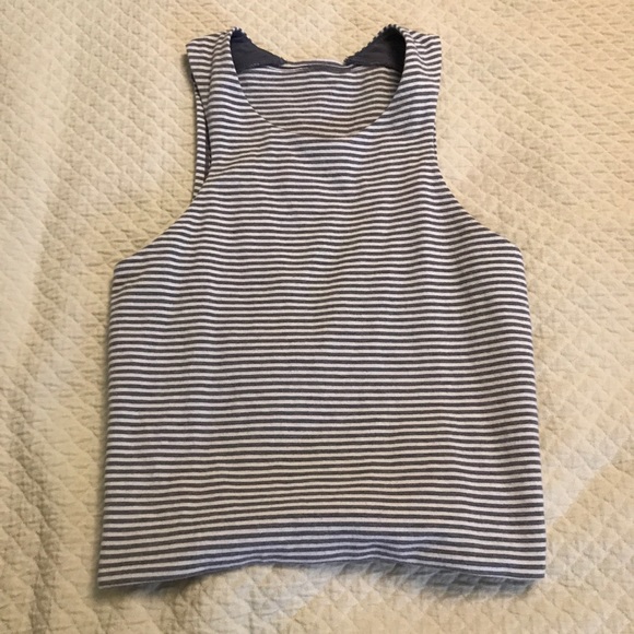 Manduka heather gray stripe cotton crop top - Picture 3 of 3